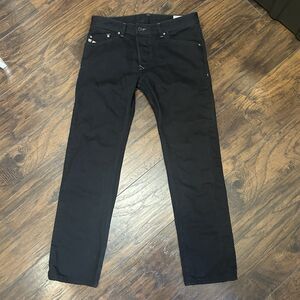 Diesel Darron Jeans Mens 32 Black Slim Tapered Grunge Y2K Goth Denim Pants 008QU